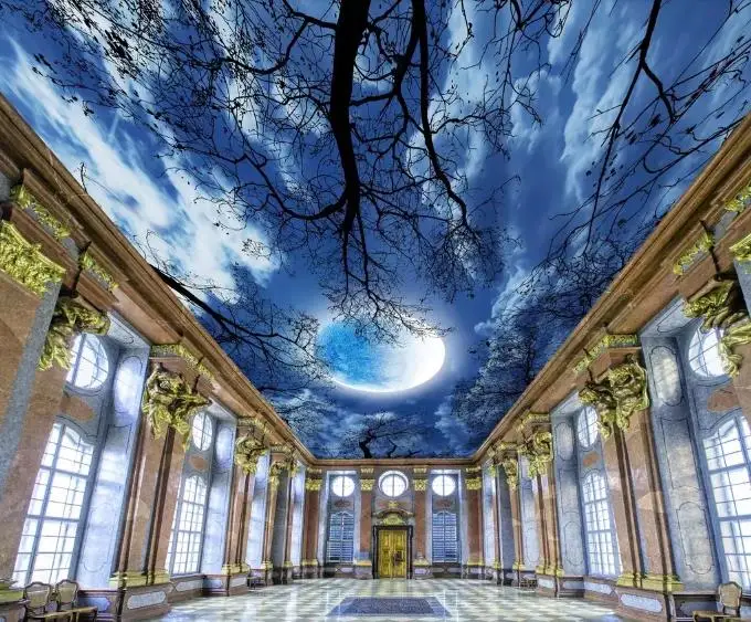 3d потолок современный Настенные обои пользовательские Звездная дерево лес