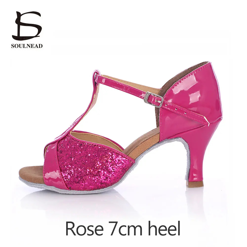 pure red 7cm heel Для женщин Туфли для латинских танцев глубинных слоев кожи Цвет каблуки Бальные танго Женская обувь для танцев 5/7 см каблук бальные Обувь для танцев - Цвет: pure red 7cm heel