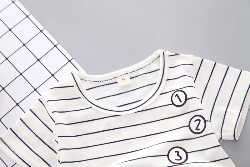 Baby Boy Casual Kids Clothing Sets 2019 Summer Cartoon Stripe infantil Tops TShirt + Shorts Pants Suits Children's Contume | Детская