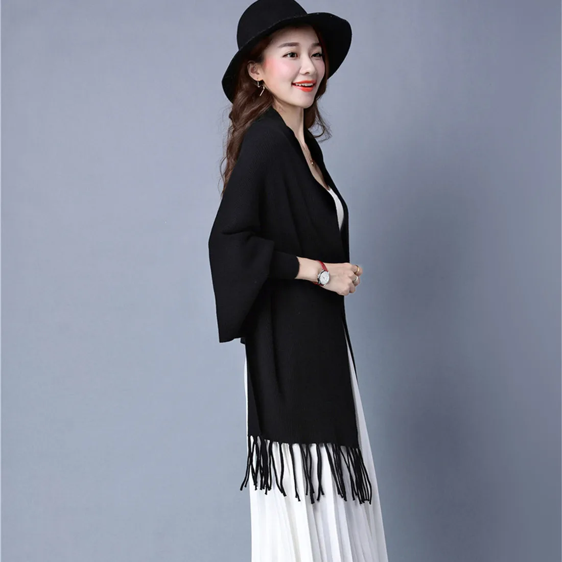 Batwing Sleeve Loose Cardigan Sweaters Women 2019 Spring Casual Tassel Knit Long Sweater Jumper Outwear Oversize |
