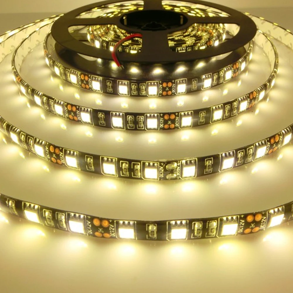 СВЕТОДИОДНЫЕ Полосы 5050 Черный ПЕЧАТНОЙ ПЛАТЫ DC12V Гибкий Свет 60 LED/м 5 м/лот RGB LED