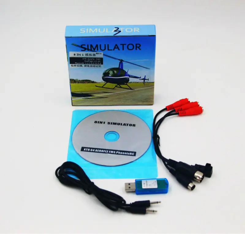 8В1 USB Flight Simulator Cable (Phoenix RealFlight G4 XTR AeroFly FMS) forFutaba ESky JR WFLY 4 8Ch Skill Traning Бесплатная