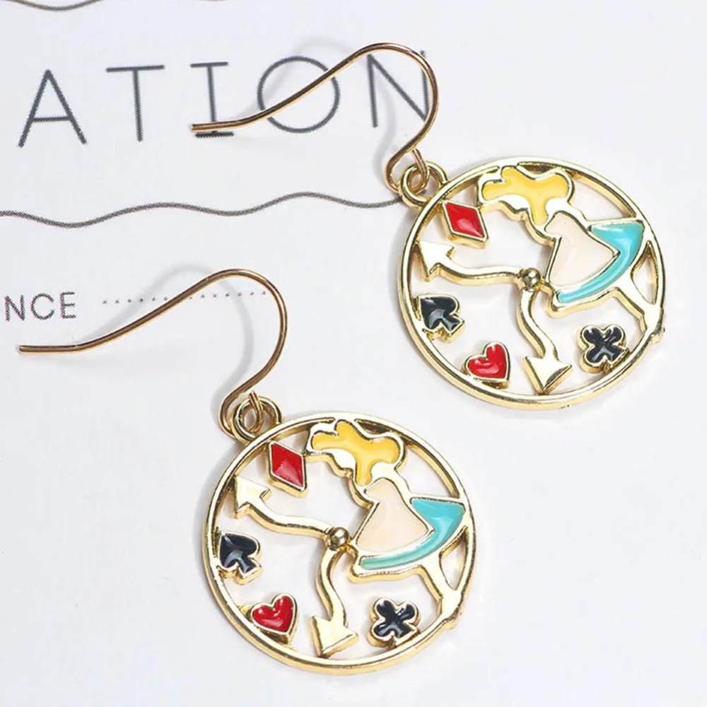 Эмалированные круглые серьги-гвоздики в виде мультяшной милой фантазийной