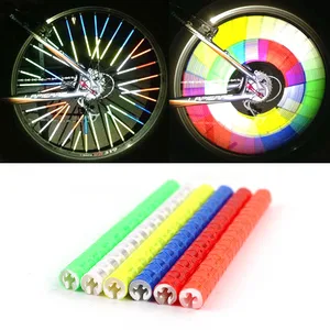 12 шт. велосипедные шлемы для езды на горном велосипеде, обода колеса говорил Крепление зажим трубка Предупреждение светильник полосы Отражатель Светоотражающие Открытый 75 мм