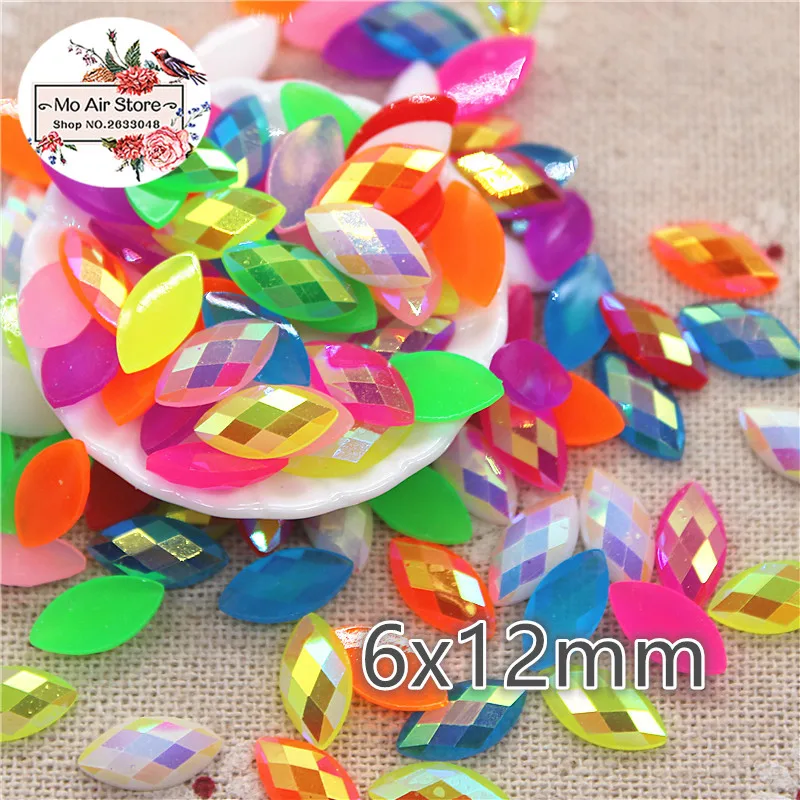 100 шт. смешанные цвета полимерные Стразы с плоской задней поверхностью граненые