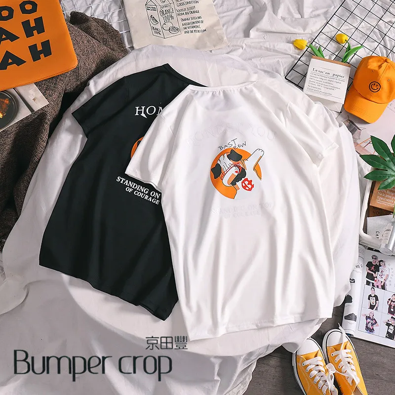 BUMERCROP винтажная полосатая футболка одежда для летние топы женские с буквенным