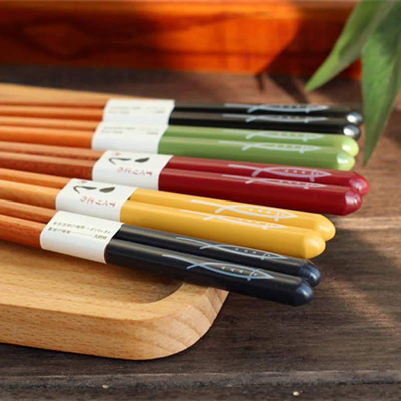 Новинка 5 пар японский корейский стиль многоразовые палочки для еды Натуральный