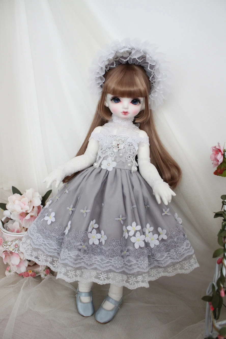 1/4 1/6 тонкий SD BJD кукла серый Лолита платье для 1/4 шарнир Кукла девочка Тело Игрушка Дети вечерние подарок