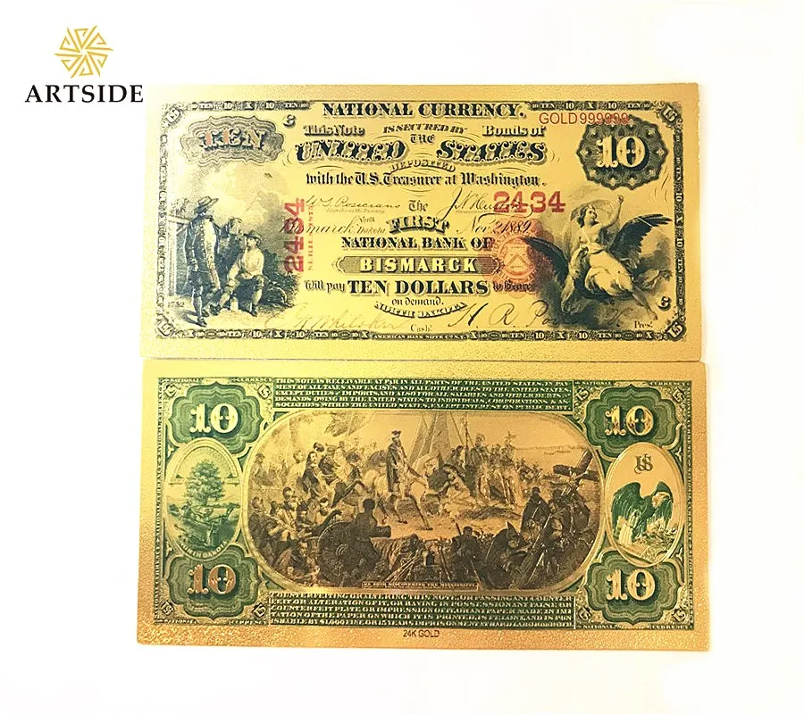 Купюры в долларах США 1875 5 долларов Золотая банкнота красочные мировые деньги на