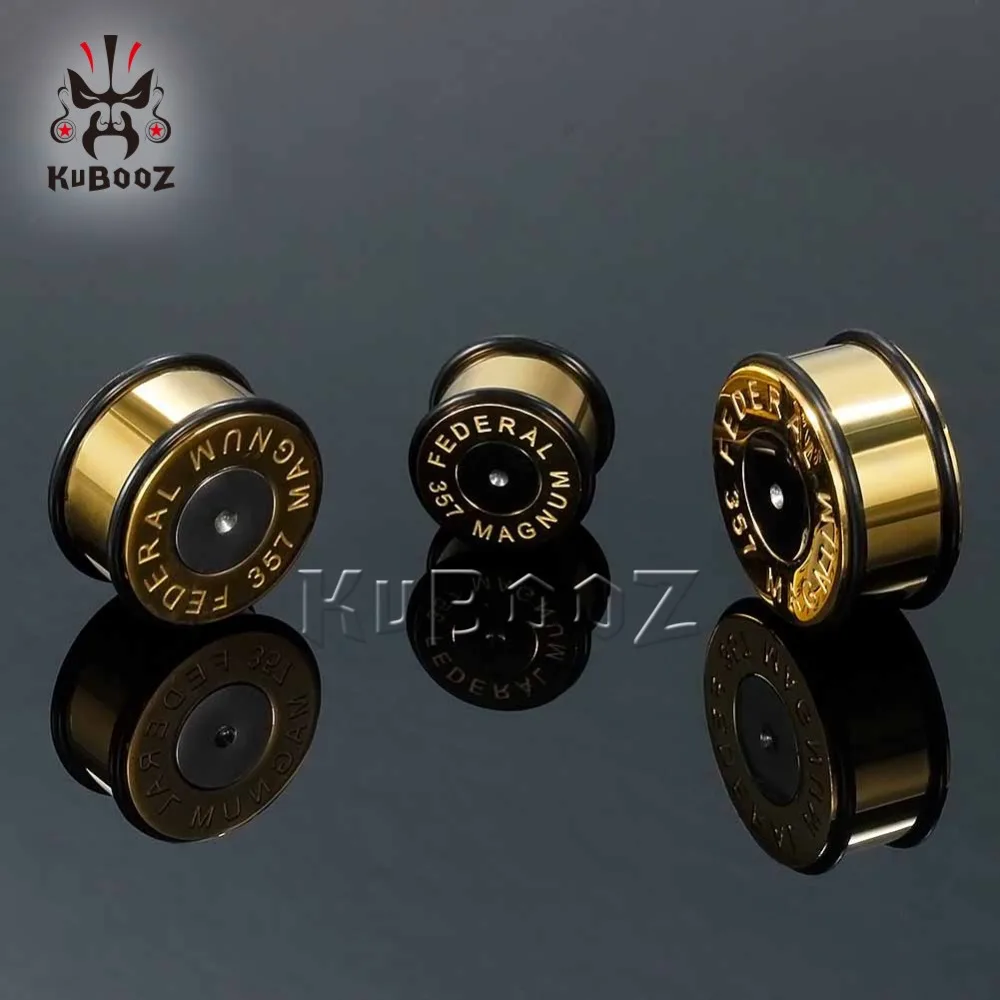 KUBOOZ пирсинг для ушей, тоннели, растягивающиеся, нержавеющая сталь, модные ювелирные расширители для тела, измерительные сережки, 6 мм, 16 мм, 0 г, 00 г, 2 шт