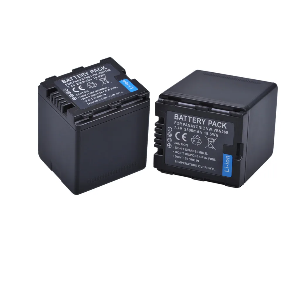 Batmax2шт 2500 мА/ч VW VBN260 Камера Батарея для цифрового фотоаппарата Panasonic VBN130 VBN390 HC X920M