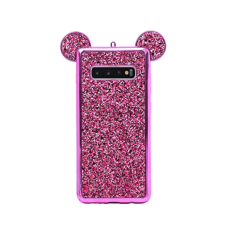 Мягкий силиконовый чехол с блестящими ушками животных для samsung Galaxy S10E S10 Lite samsung S8 S9 Plus S7 S6 Edge