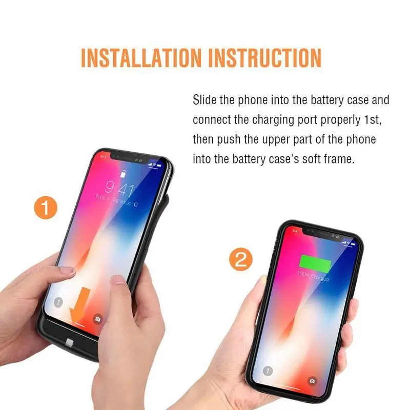 Ultra Slim Protective Case Power Pack for iPhone X 3200mah Rechargeable Extended Battery Charger Support Lightning Bluetooth | Мобильные