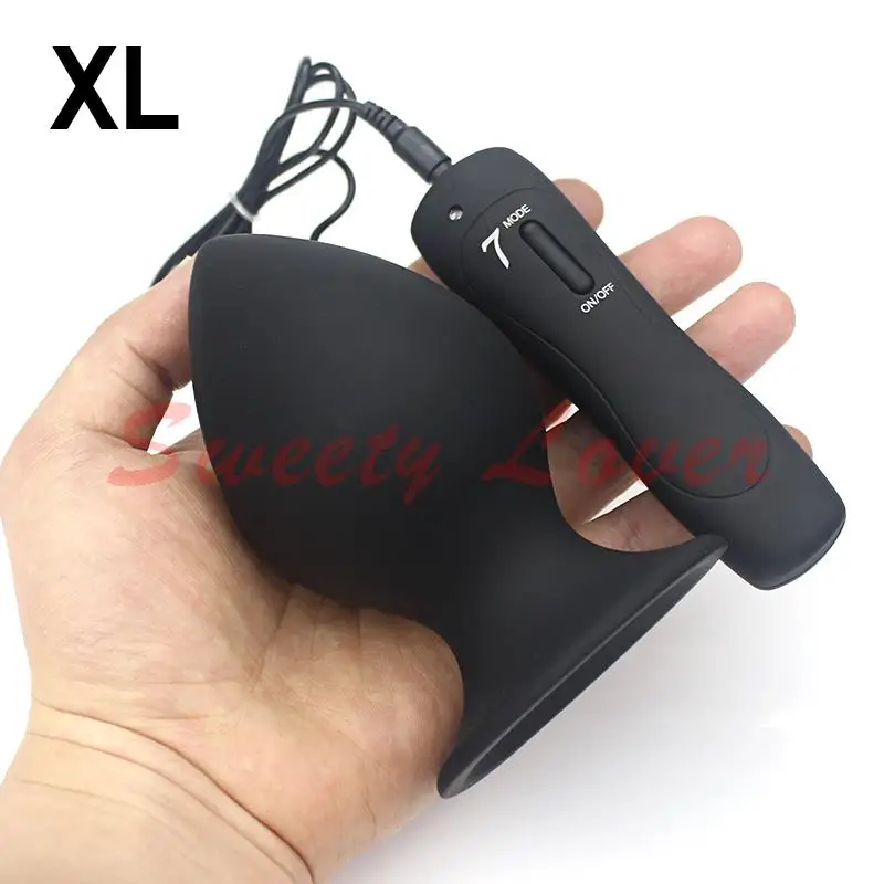 Силиконовая Анальная пробка большого размера 7 режимов вибрации большой