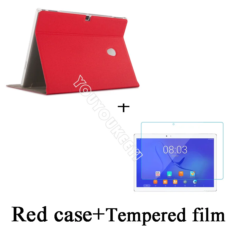 Red case-TG flim Передний чехол-подставка для Teclast T10/T20, 10,1 дюймов, защитный чехол для планшета teclast T20+ 3 Подарки - Цвет: Red case-TG flim