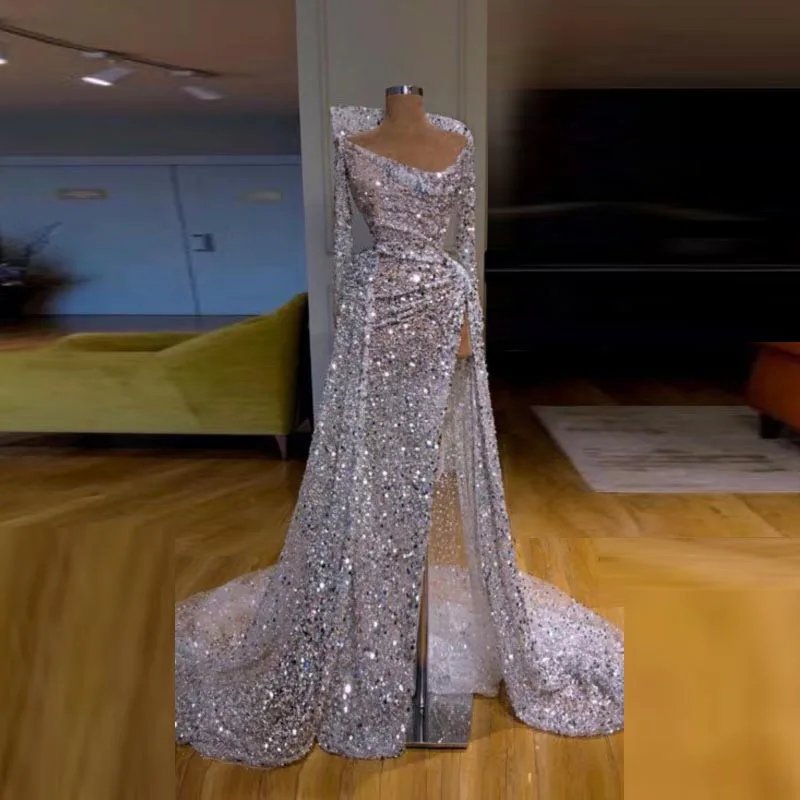 Элегантные вечерние платья с блестками арабские длинное вечернее платье