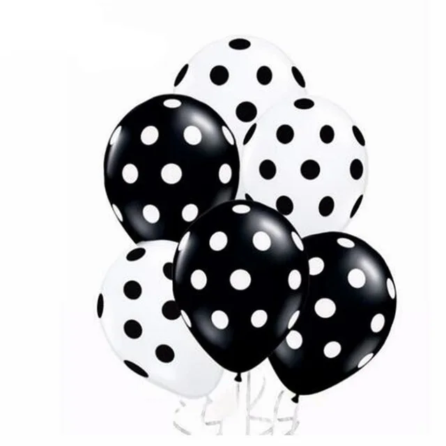 white black 24 шт. 12 дюймов красные и черные латексные воздушные шары в горошек для детского дня рождения, свадьбы, декоративные принадлежности, Детские вечерние надувные воздушные шары - Цвет: white black