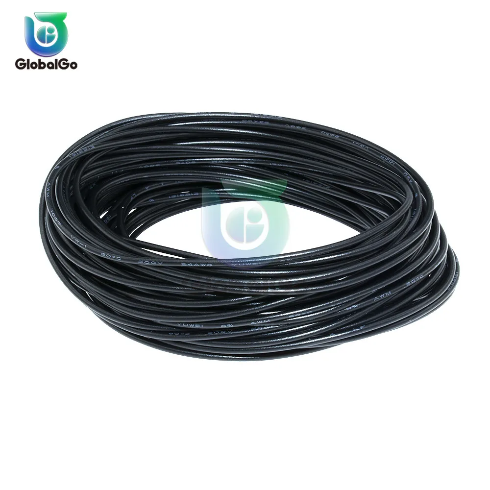 1 шт. 10 метров 24AWG UL1007 Монтажный провод ПВХ электронный кабель 80C/300 V Шнур - Цвет: Черный