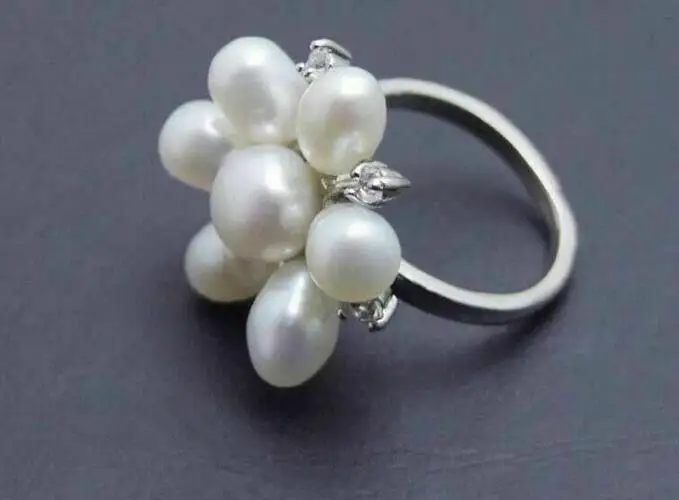 Fashion Gift 20mm Flower Rice White Natural Pearl Ring for Women Jewelry | Украшения и аксессуары