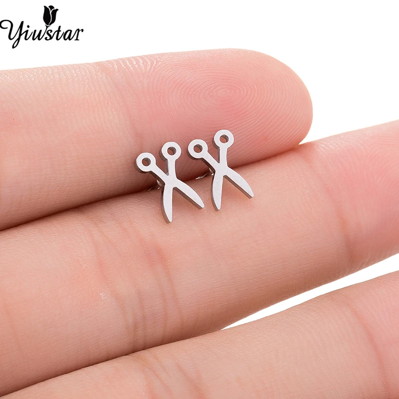 Yiustar Мини Ножницы серьги гвоздики модные золотые женские из нержавеющей