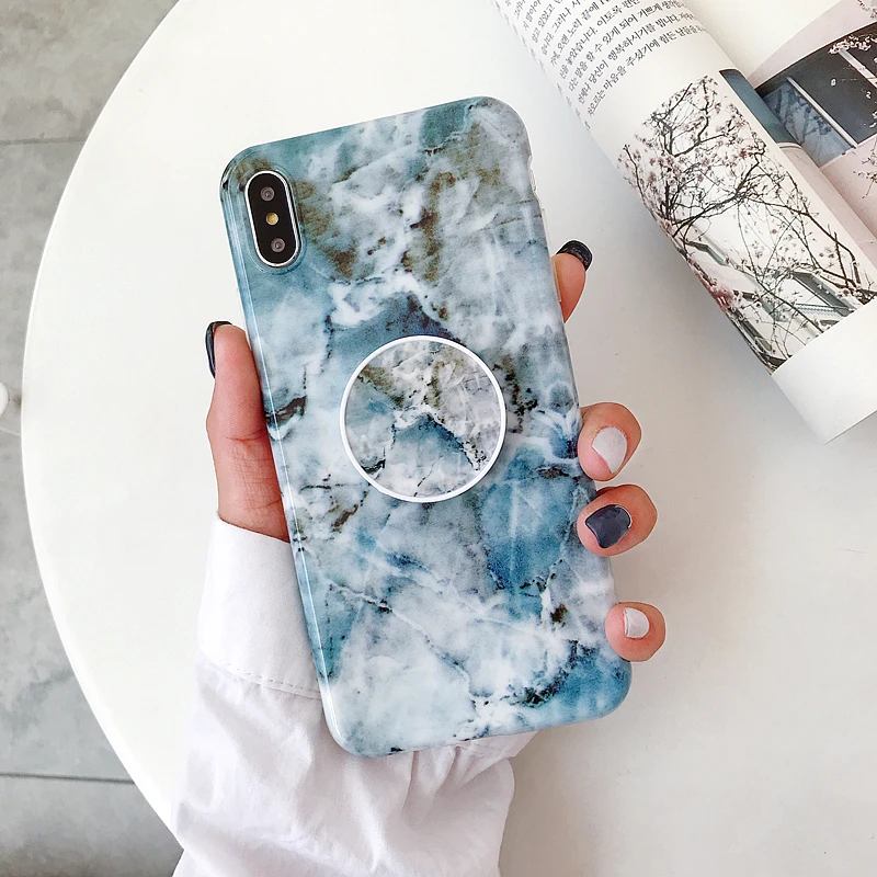 Для IPhone 6 7 8 Plus чехол для 11Pro Max защита от падения ТПУ Гладкий мрамор XS XR кронштейн