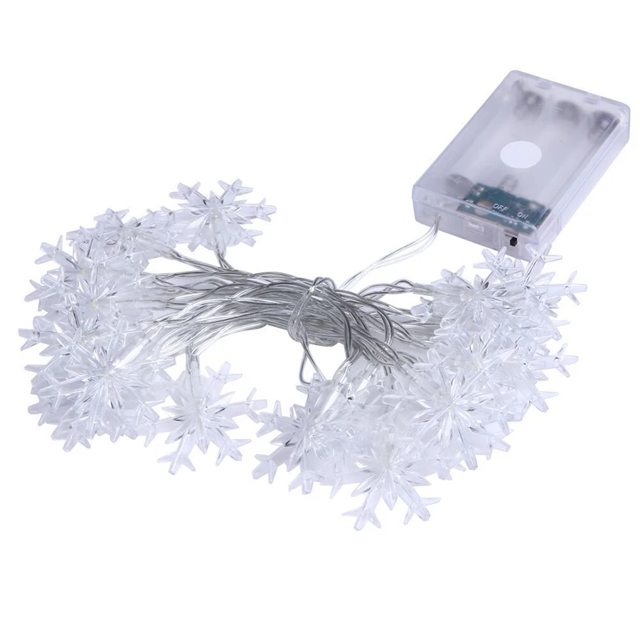 

LED Christmas indoor outdoor Lights 2m 20leds Snow Flakes Fairy Light blink Xmas tree decorations Battery Garland light for home