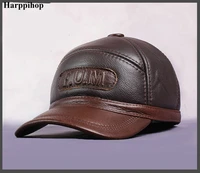 harppihop new design mens 100 genuine leather cap newsboy beret cabbie hat baseball hats