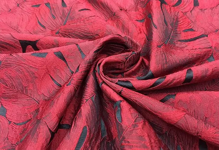 Химическая жаккардовая парчовая ткань HLQON из полиэстера с банановыми листьями