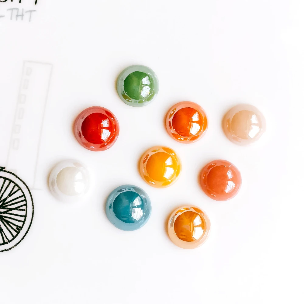 Разноцветные керамические фарфоровые стеклянные кабошоны 12 мм купол камеи