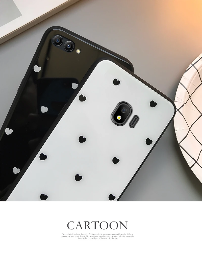 Для samsung Galaxy J4 J6 чехол из закаленного стекла с сердечком для samsung J4 J6 Plus Prime EU кисточка ремешок Funda