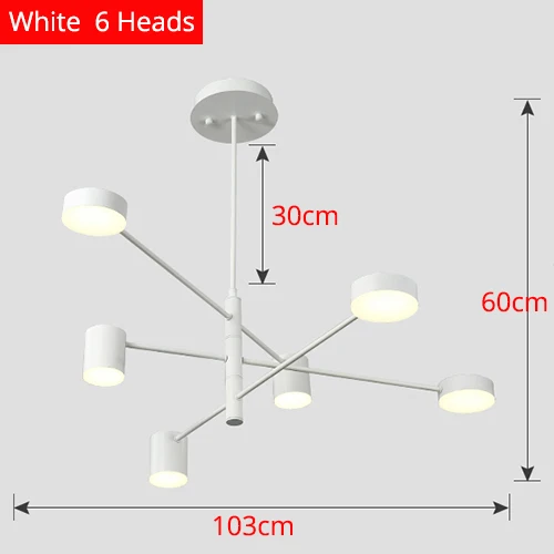 White 6 Heads Современный светодиодный потолочный светильник, люстра для гостиной, столовой, спальни, декоративное освещение во французском стиле - Цвет абажура: White 6 Heads