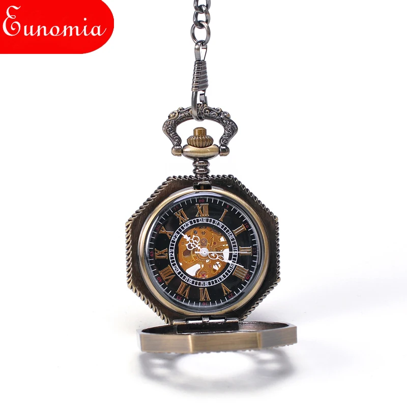 Шестигранные бронзовые римские цифры цепочка для ключей ожерелье Механические