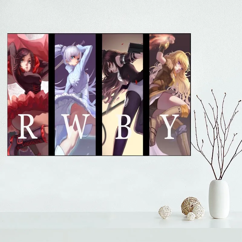 Новое поступление на заказ RWBY холст картина плакат Домашняя Декоративная скатерть шелковая ткань настенное Искусство Плакат для гостиной - Цвет: Бургундия