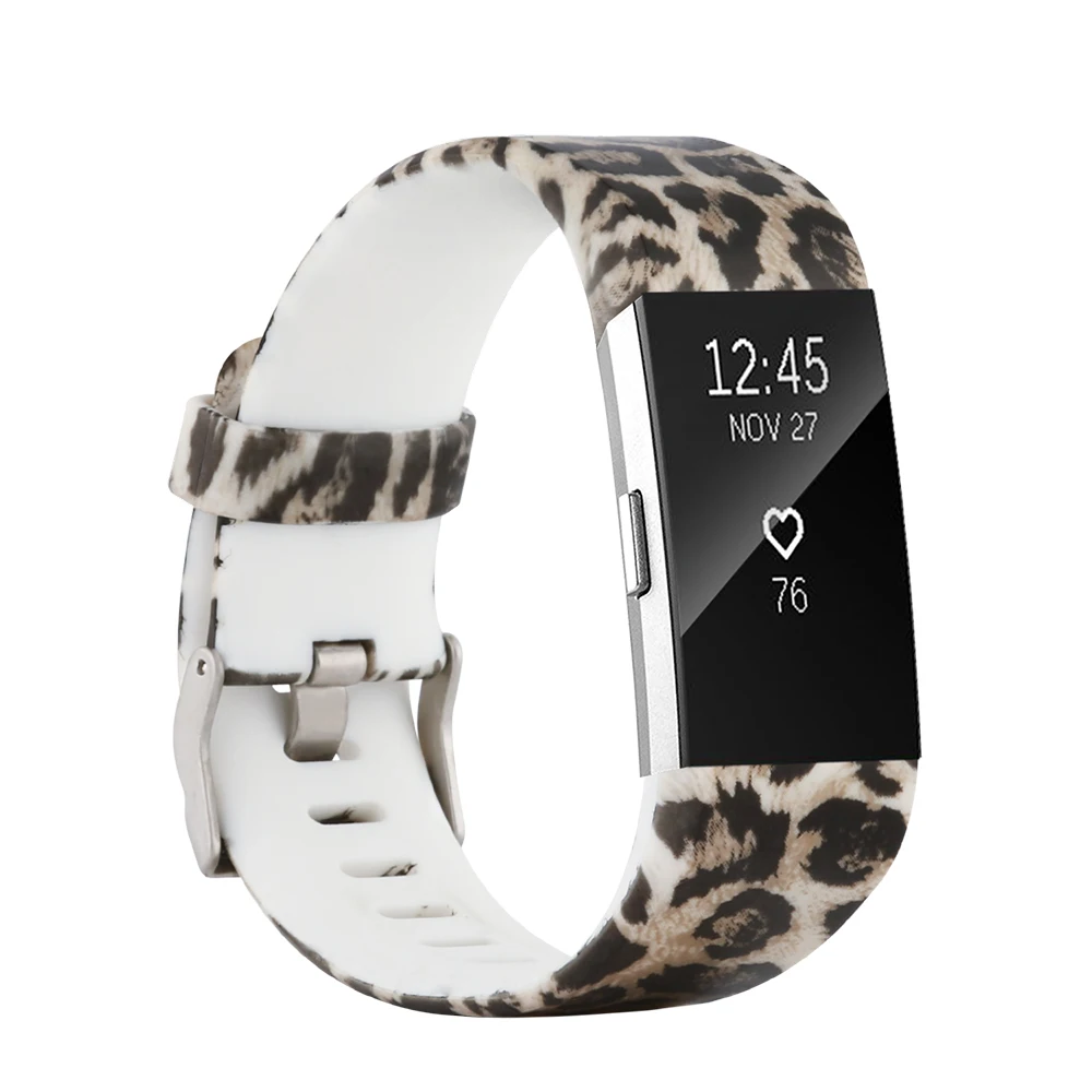 Honecumi для Fitbit Charge 2 полосы Силиконовый Леопардовый браслет Сменные аксессуары