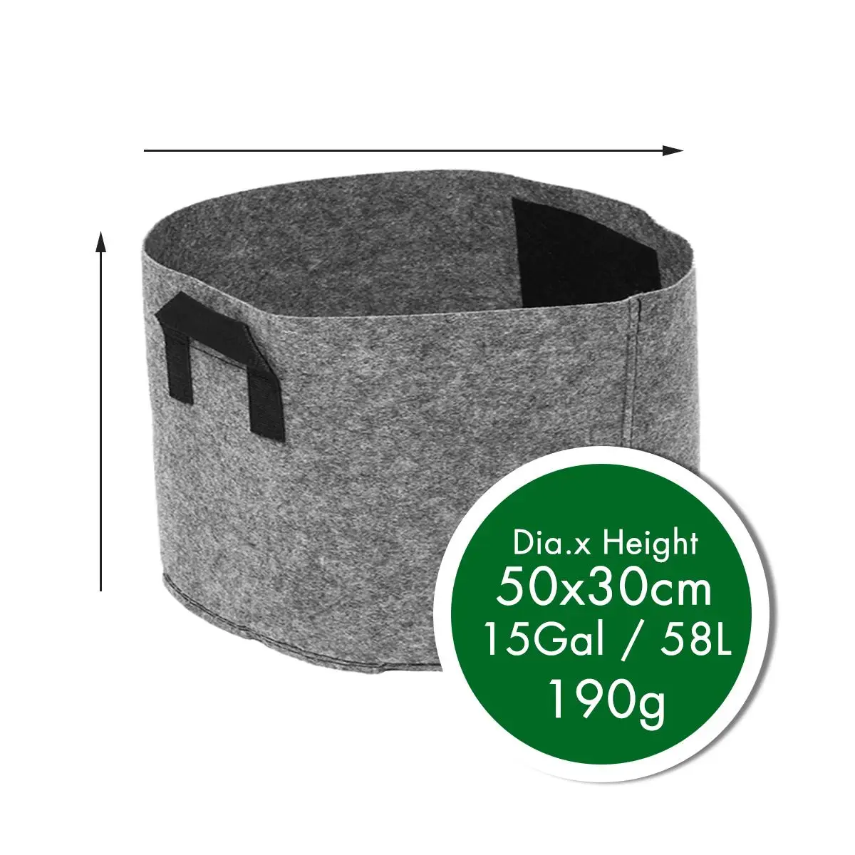 15gallon 50x30 Нетканый Войлок 1-30 галлонов ткань для выращивания сумки дышащие горшки для цветов корень мешок контейнер завод умные горшки с ручками сад Су - Цвет: 15gallon 50x30