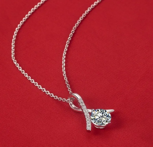 2Ct 8.0mm G-H Moissanite Diamond Pendant Romance Jewel TEST POSITIVE Solid 925 Sterling Silver Promise Female Necklace | Украшения и