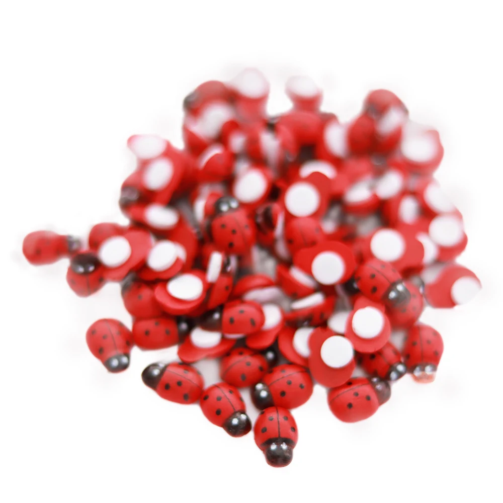 100 шт. миниатюрные деревянные наклейки божья коровка самоклеящиеся Кабошоны