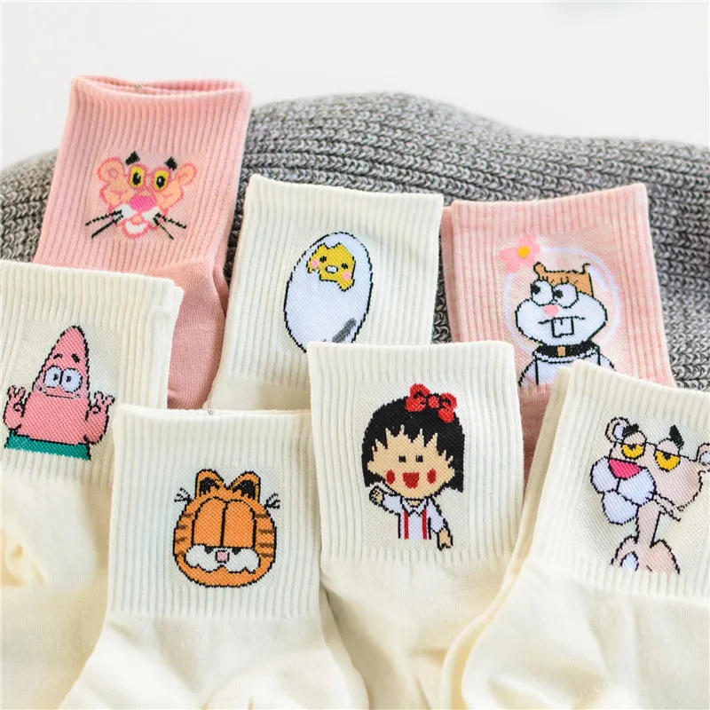 Женские хлопковые носки с героями мультфильмов короткие милые Носки рисунком
