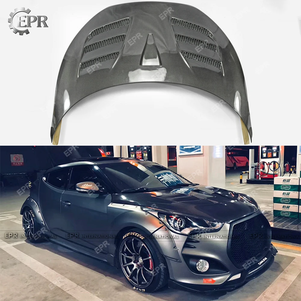 УГЛЕРОДНЫЙ ВЕНТИЛИРУЕМЫЙ КАПОТ ДЛЯ Hyundai Veloster (тип C) углеродное волокно наборы для