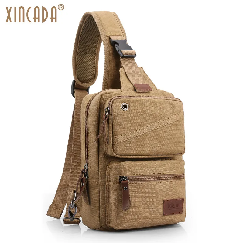 Khaki XINCADA Винтаж Ретро Стиль Crossbody Креста тела слинг сумка маленькая человек кошелек плечо сумка груди для Для мужчин Murse - Цвет: Khaki