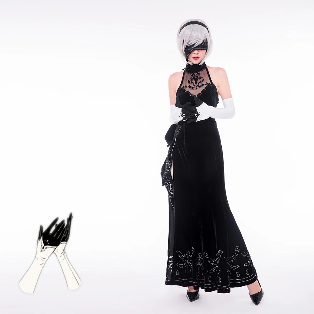 Аниме NieR: Automata 2B черное парадное платье торжественное платье карнавальный костюм
