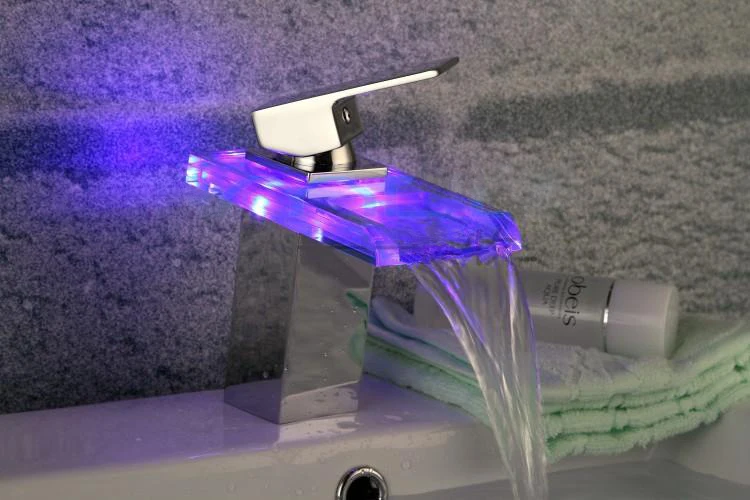 Бесплатная доставка B и R хромированной латуни стекла водопад кран датчик