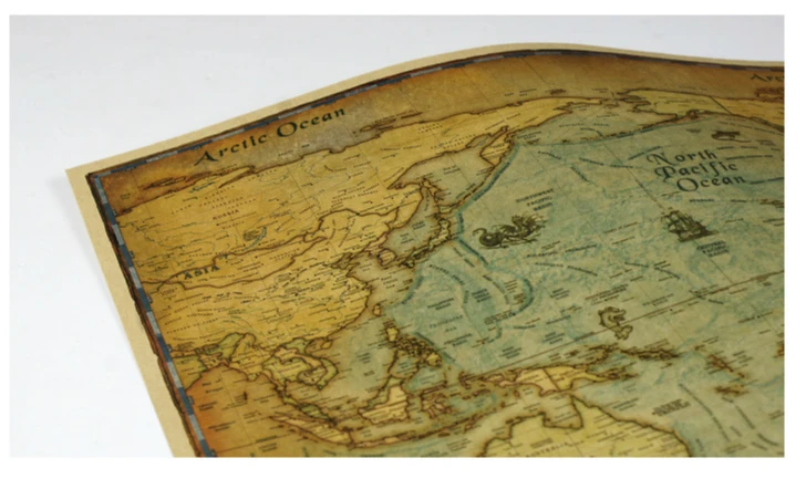 Навигационная карта мира крафт-бумага краска винтажная Настенная Наклейка