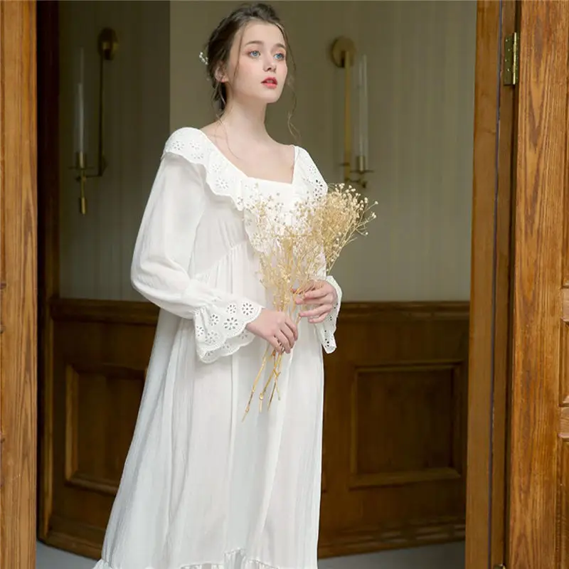 2020 Весенняя Ночная одежда для женщин домашняя винтажная ночная рубашка с длинным