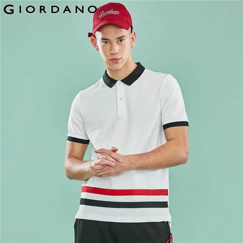 Giordano Мужская рубашка поло контрастная цветная эластичная Пике хлопок спандекс