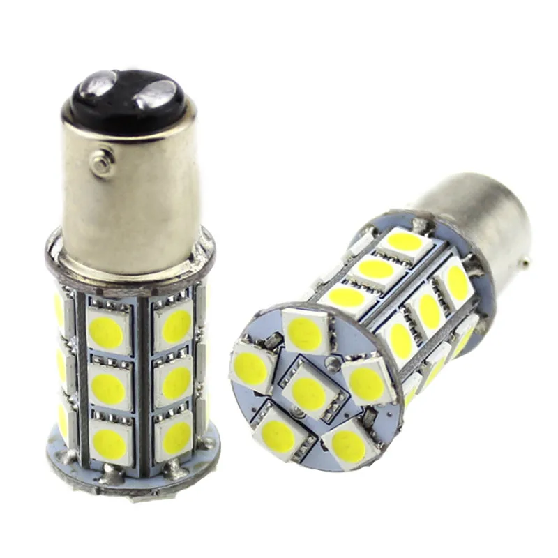 1157 BAY15D Авто Светодиодный свет 24 в 5050 SMD 27 Светодиодный светильник теплый белый для поворотов Световой Сигнал предупреждение о тормозе задний противотуманный фонарь 2 шт