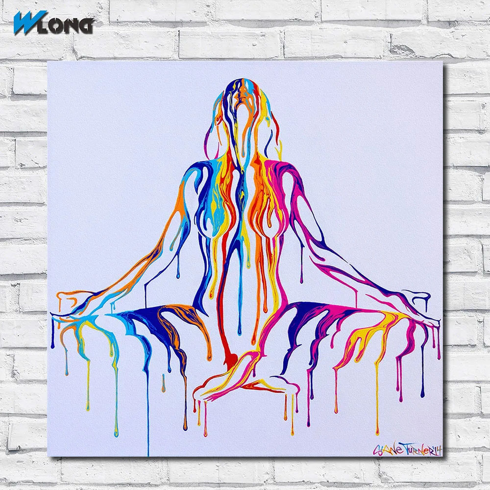 Wlong художественный модный принт картина маслом холст для йоги девушка настенное