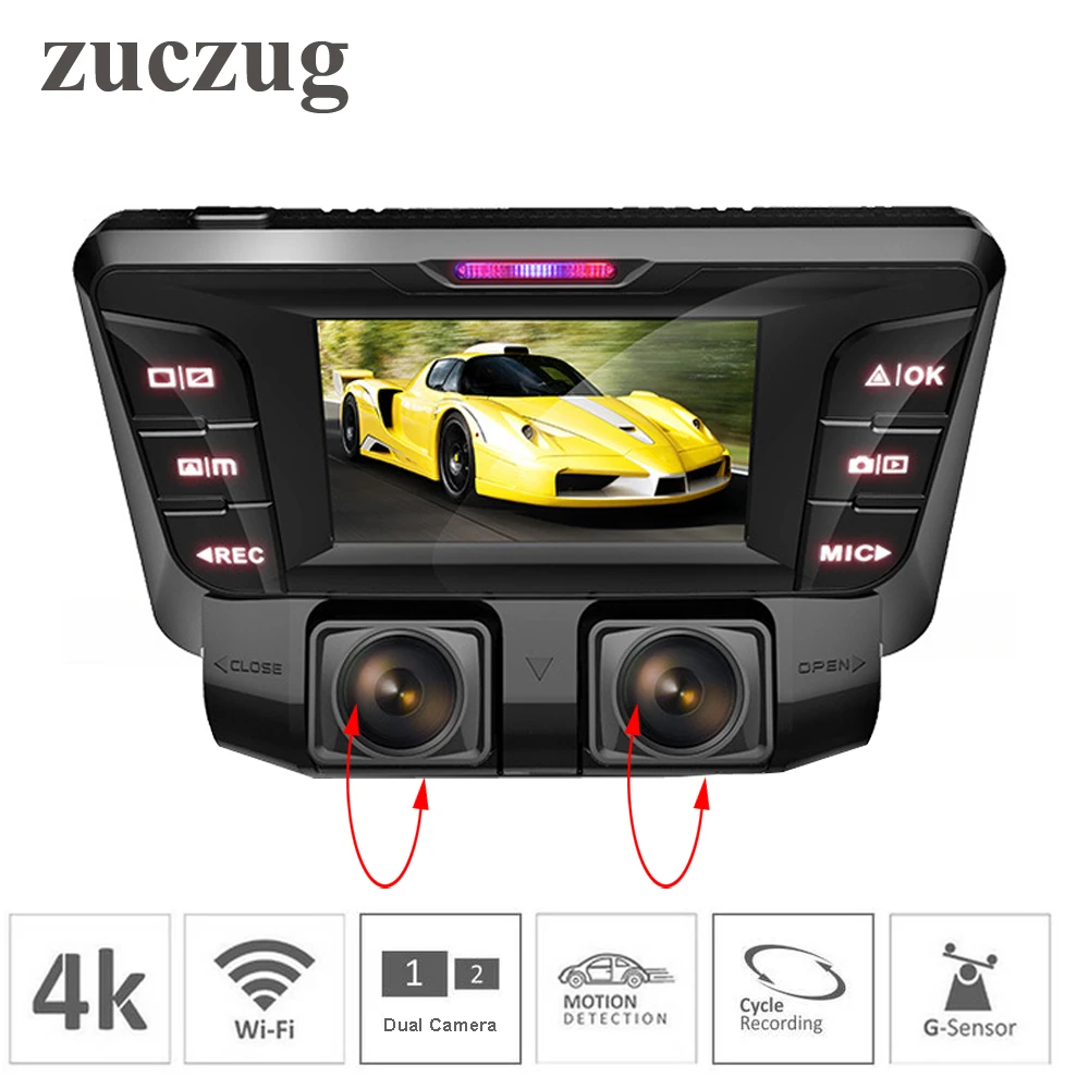 ZUCZUG 4K Скрытая Wifi Автомобильная dvr камера Novatek NT96660 видеорегистратор с двумя объективами SONY IMX323 Автомобильный видеорегистратор Двойной Full 1080P HDMI