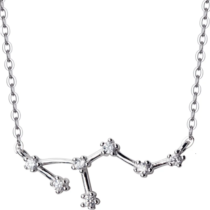 DXJEL 925 Sterling Silver 12 Constellation Crystal Pendant Necklace Jewelry Accessories Zodiac Charm Birthday Gifts New | Украшения и