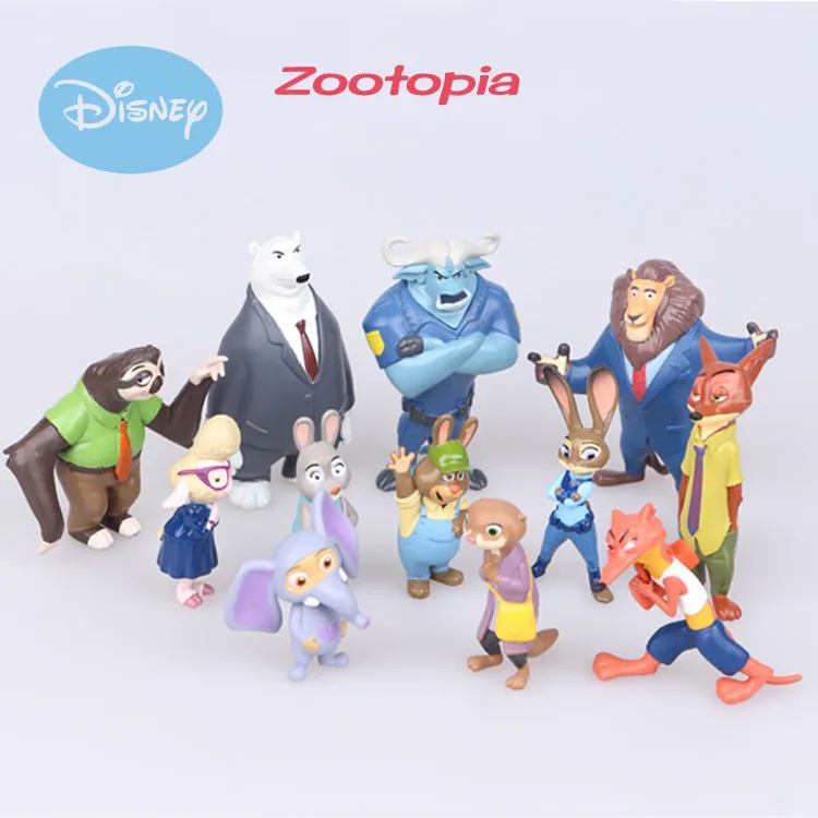

Disney Kid Toys 12pcs/Set 4-8cm Cartoon Movie Zootopia Animal Figure Toys Nick Fox Judy Rabbit Pvc Figures Dolls